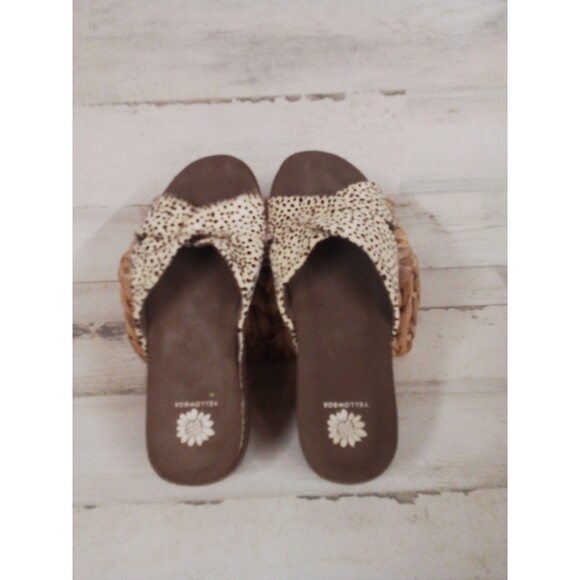 Women's Yellow Box Sandal Real Cow Hair / Cowhide Print Size‎ 7 Slip-on - Picture 6 of 11